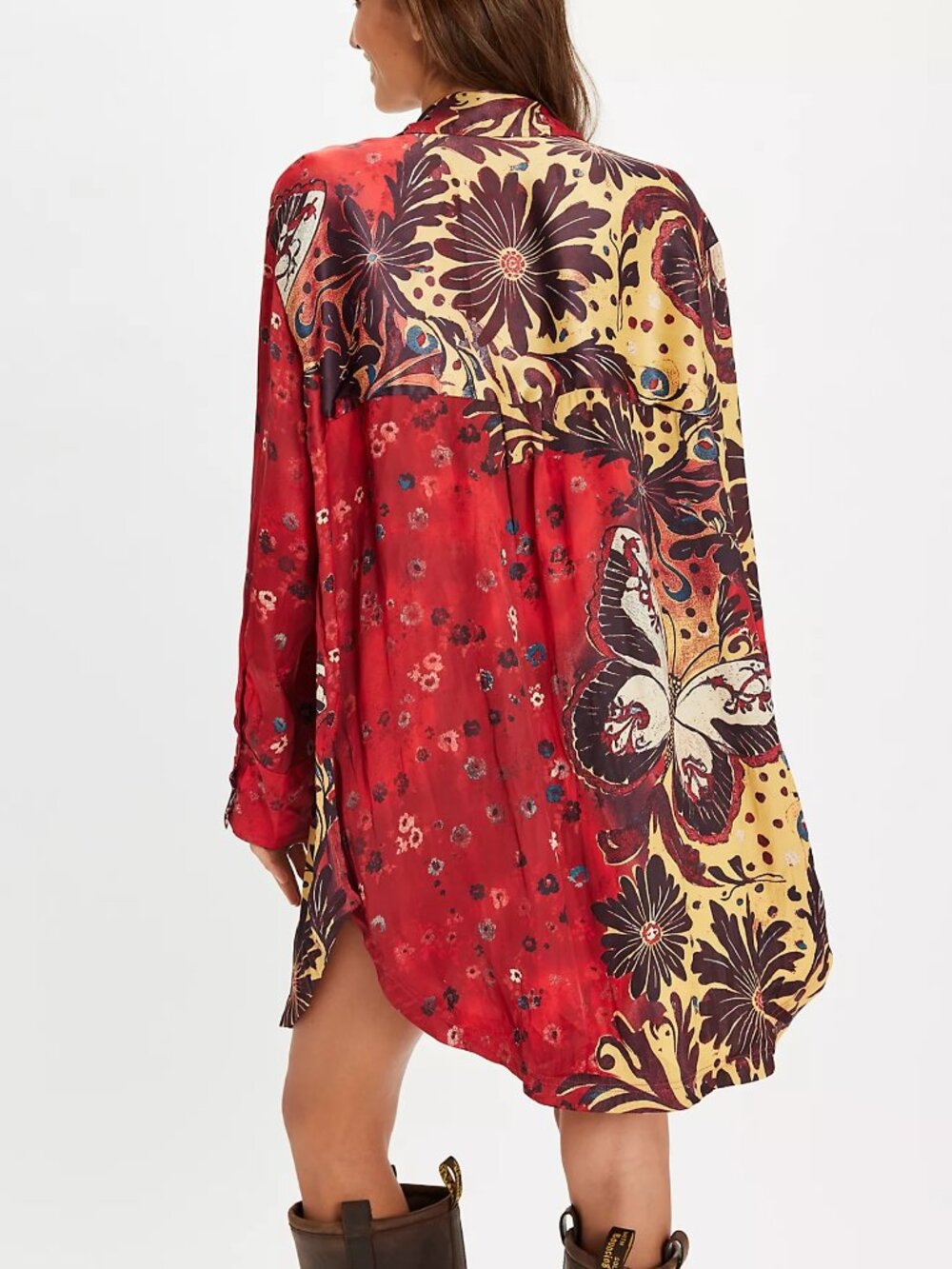 Free People Off The Vine Button Down, Ruby Butterfly Combo L - Picture 2 of 11